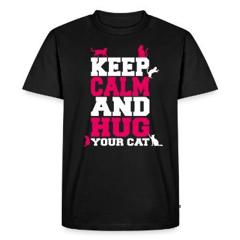 Restez calme et serrez votre chat propriétaire amoureux des chats - T-shirt Premium bio Homme - noir - Devant - Nico (187cm)