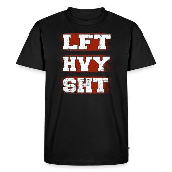 LFT HVY SHT Fitness Gym Musculation - T-shirt Premium bio Homme - noir - Devant - Nico (187cm)