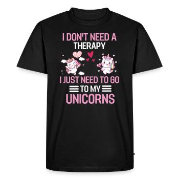 Unicorn Therapy Fantasy Animal Gift Unicorn - Men's Premium Organic T-Shirt - black - Front - Nico (187cm)