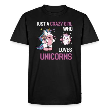 Fantasy Animal Mythical Creature Girl Gift Unicorn - Men's Premium Organic T-Shirt - black - Front - Nico (187cm)