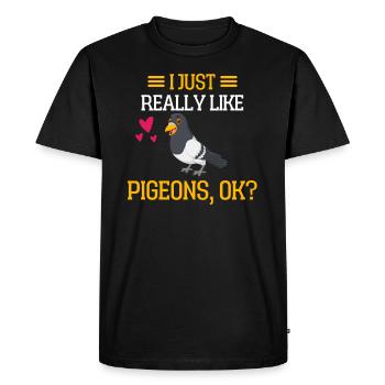 J’aime juste les pigeons cadeau pigeon drôle - T-shirt Premium bio Homme - noir - Devant - Nico (187cm)