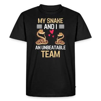 My Snake and I Animal Gift Snake - Men's Premium Organic T-Shirt - black - Front - Nico (187cm)
