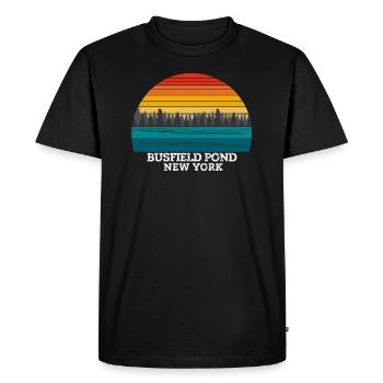 Busfield Pond New York - Men's Premium Organic T-Shirt - black - Front - Nico (187cm)
