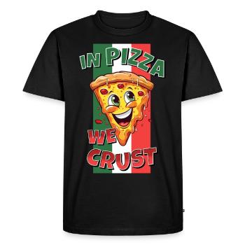 In Pizza We Crust Pizza Slice Face Laughs Funny - Men's Premium Organic T-Shirt - black - Front - Nico (187cm)