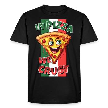 In Pizza We Crust Pizza Slice Face Laughs Funny - Men's Premium Organic T-Shirt - black - Front - Nico (187cm)