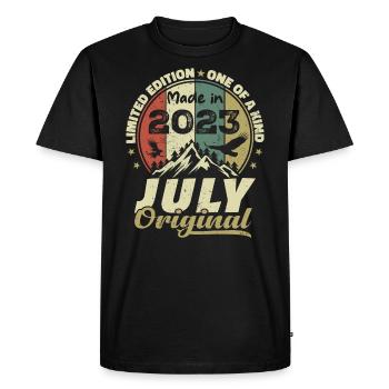 Juillet 2023 Cadeau Anniversaire 2023 Juillet 2023 - T-shirt Premium bio Homme - noir - Devant - Nico (187cm)