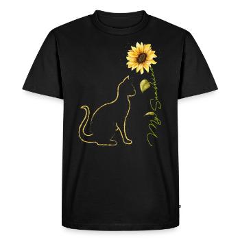 Cat Sunflower, Cute Cat Tees Sunshine Cat Lover - T-shirt Premium bio Homme - noir - Devant - Nico (187cm)