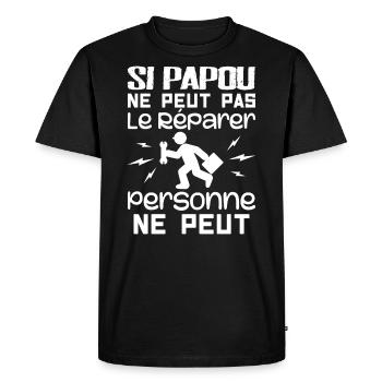 Si Papou Ne Peut Pas Le Réparer Personne Ne Peut - T-shirt Premium bio Homme - noir - Devant - Nico (187cm)