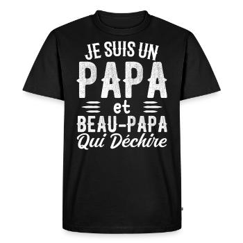 Je Suis Un Papa et Beau-papa Qui Déchire - T-shirt Premium bio Homme - noir - Devant - Nico (187cm)