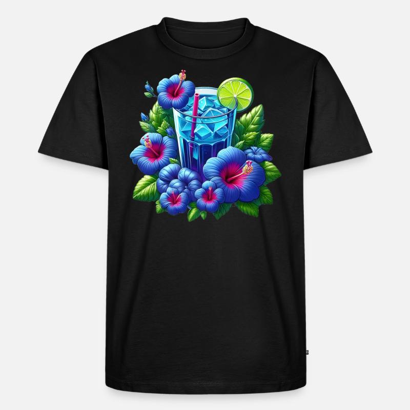 Blauer Hibiskustee - Männer Premium Bio T-Shirt - Schwarz