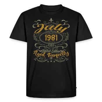 Juillet 1981 Anniversaire Juillet 1981 Cadeau 1981 - T-shirt Premium bio Homme - noir - Devant - Nico (187cm)