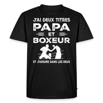 I Have Two Titles Dad and Boxer Boxing - Men's Premium Organic T-Shirt - black - Front - Nico (187cm)