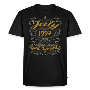 Juillet 1997 Anniversaire Juillet 1997 Cadeau 1997 - T-shirt Premium bio Homme - noir - Devant - Nico (187cm)