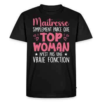 Maîtresse Top Woman - Cadeau Maîtresse - T-shirt Premium bio Homme - noir - Devant - Nico (187cm)