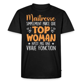 Maîtresse Top Woman - Cadeau Maîtresse - T-shirt Premium bio Homme - noir - Devant - Nico (187cm)