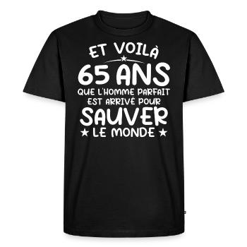65 ans Cadeau 65 ans Original Cadeau Homme 65 ans - T-shirt Premium bio Homme - noir - Devant - Nico (187cm)