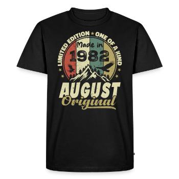 August 1982 Vintage 1982 August Birthday Gift - Men's Premium Organic T-Shirt - black - Front - Nico (187cm)