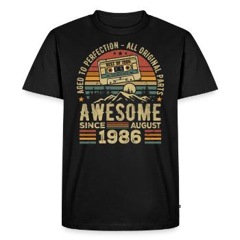 Né en Août 1986 Cadeau Anniversaire Août 1986 Août - T-shirt Premium bio Homme - noir - Devant - Nico (187cm)