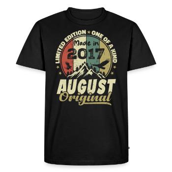 Août 2017 Vintage 2017 Cadeau D'anniversaire Août - T-shirt Premium bio Homme - noir - Devant - Nico (187cm)