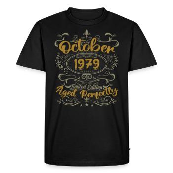 Octobre 1979 Cadeau 1979 Anniversaire Octobre 1979 - T-shirt Premium bio Homme - noir - Devant - Nico (187cm)