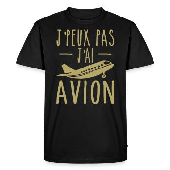Je peux pas j'ai avion humour aviation Cadeau - T-shirt Premium bio Homme - noir - Devant - Nico (187cm)