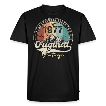 Retro 1977 Birthday Gift 1977 Vintage 1977 - Men's Premium Organic T-Shirt - black - Front - Nico (187cm)