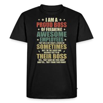 Humour, Citations cool, Fête des pères - T-shirt Premium bio Homme - noir - Devant - Nico (187cm)