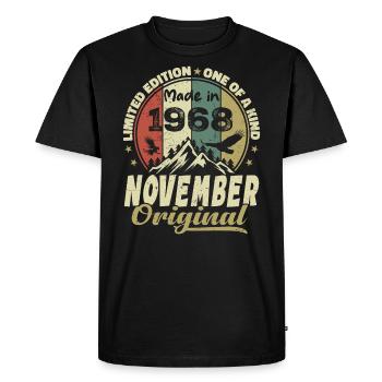 Novembre 1968, Cadeau D'anniversaire Novembre 1968 - T-shirt Premium bio Homme - noir - Devant - Nico (187cm)