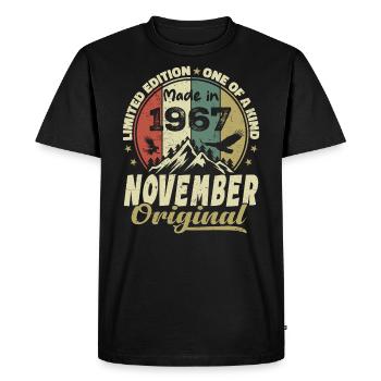 November 1967, November 1967 Birthday Gift - Men's Premium Organic T-Shirt - black - Front - Nico (187cm)