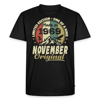 November 1969, November 1969 Birthday Gift - Men's Premium Organic T-Shirt - black - Front - Nico (187cm)