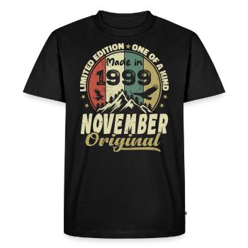Novembre 1999, Cadeau D'anniversaire Novembre 1999 - T-shirt Premium bio Homme - noir - Devant - Nico (187cm)