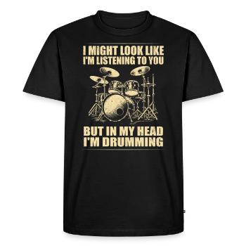 Batteur Drummer Drums Drumsticks Drumming - T-shirt Premium bio Homme - noir - Devant - Nico (187cm)