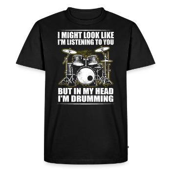 Batteur Drummer Drums Drumsticks Drumming - T-shirt Premium bio Homme - noir - Devant - Nico (187cm)