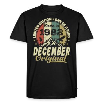 Vintage Cadeau Anniversaire Rétro - Décembre 1982 - T-shirt Premium bio Homme - noir - Devant - Nico (187cm)