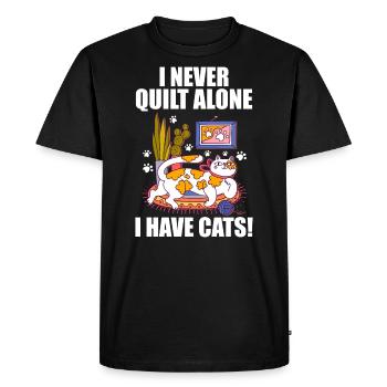 I never quilt alone. I have cats! - Men's Premium Organic T-Shirt - black - Front - Nico (187cm)