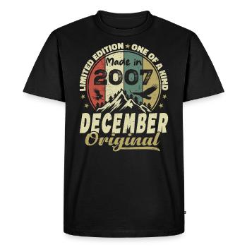 Vintage Cadeau Anniversaire Rétro - Décembre 2007 - T-shirt Premium bio Homme - noir - Devant - Nico (187cm)