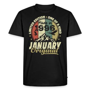 Birthday January 1996 - Original January 1996 - Men's Premium Organic T-Shirt - black - Front - Nico (187cm)