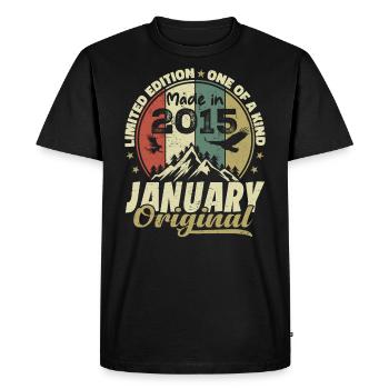Anniversaire Janvier 2015 - Original Janvier 2015 - T-shirt Premium bio Homme - noir - Devant - Nico (187cm)