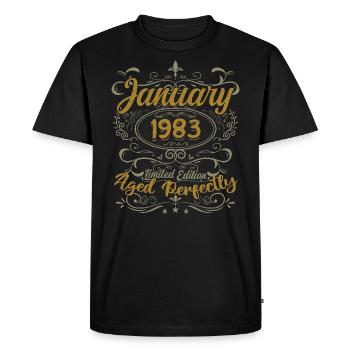 Janvier Cadeau D'anniversaire Nées En Janvier 1983 - T-shirt Premium bio Homme - noir - Devant - Nico (187cm)
