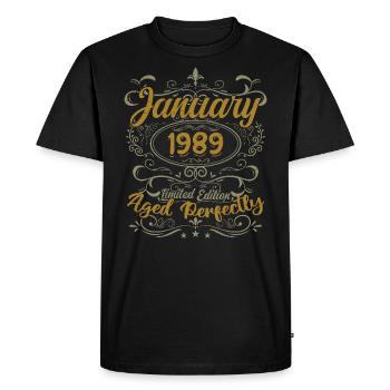 Janvier Cadeau D'anniversaire Nées En Janvier 1989 - T-shirt Premium bio Homme - noir - Devant - Nico (187cm)