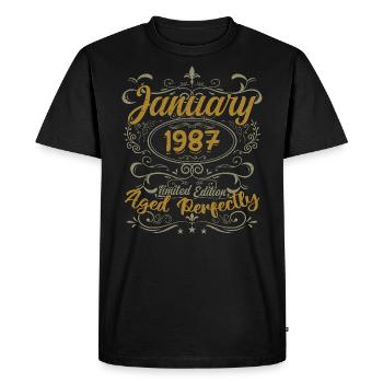 January Birthday Gift Born In January 1987 - Men's Premium Organic T-Shirt - black - Front - Nico (187cm)