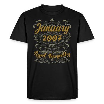 Janvier Cadeau D'anniversaire Nées En Janvier 2007 - T-shirt Premium bio Homme - noir - Devant - Nico (187cm)