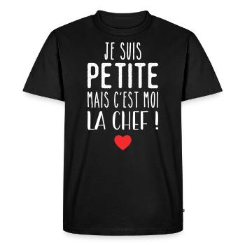 Je suis petite mais c'est moi la chef - T-shirt Premium bio Homme - noir - Devant - Nico (187cm)