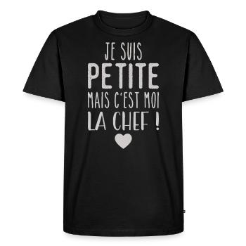 Je suis petite mais c'est moi la chef - T-shirt Premium bio Homme - noir - Devant - Nico (187cm)