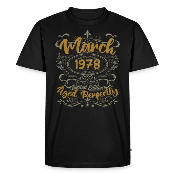 Mars 1978 cadeau fête d'anniversaire | March 1978 - T-shirt Premium bio Homme - noir - Devant - Nico (187cm)