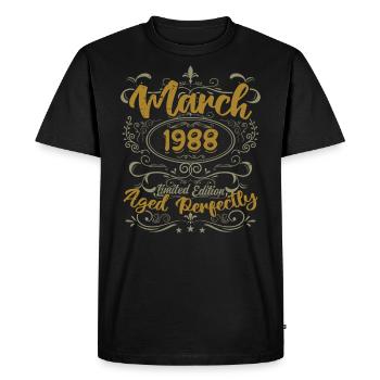 March 1988 Birthday Party Gift | March 1988 - Men's Premium Organic T-Shirt - black - Front - Nico (187cm)