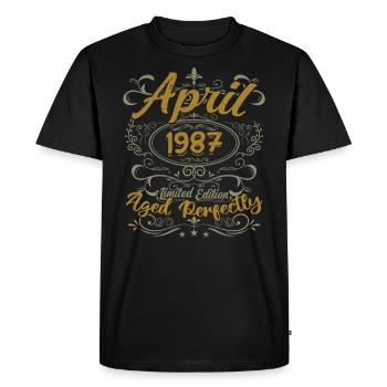 Avril 1987 Cadeau Anniversaire April 1987 - T-shirt Premium bio Homme - noir - Devant - Nico (187cm)