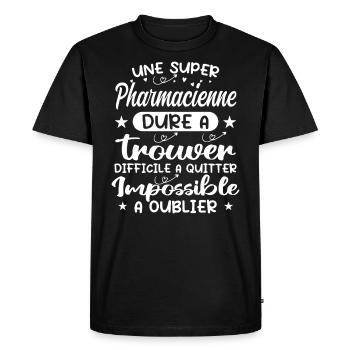 Une Super Pharmacienne - Cadeau pharmacienne - T-shirt Premium bio Homme - noir - Devant - Nico (187cm)