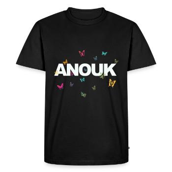 Anouk - Beautiful name with butterflies, girls - Men's Premium Organic T-Shirt - black - Front - Nico (187cm)