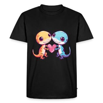Lézard Gecko Lézard Couple Amour Saint Valentin - T-shirt Premium bio Homme - noir - Devant - Nico (187cm)